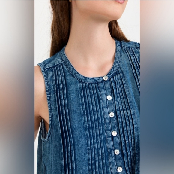 Faherty Isha Linen Denim Shift Dress In Indigo XL NWT - Picture 9 of 16